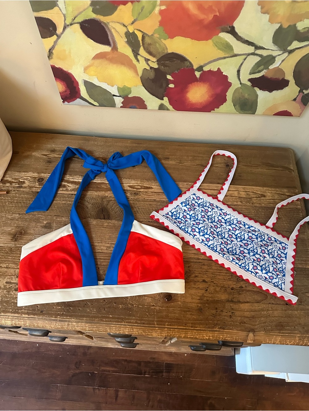 Boden Swim Halter Top Red White Blue NO PADS Size 8 / M